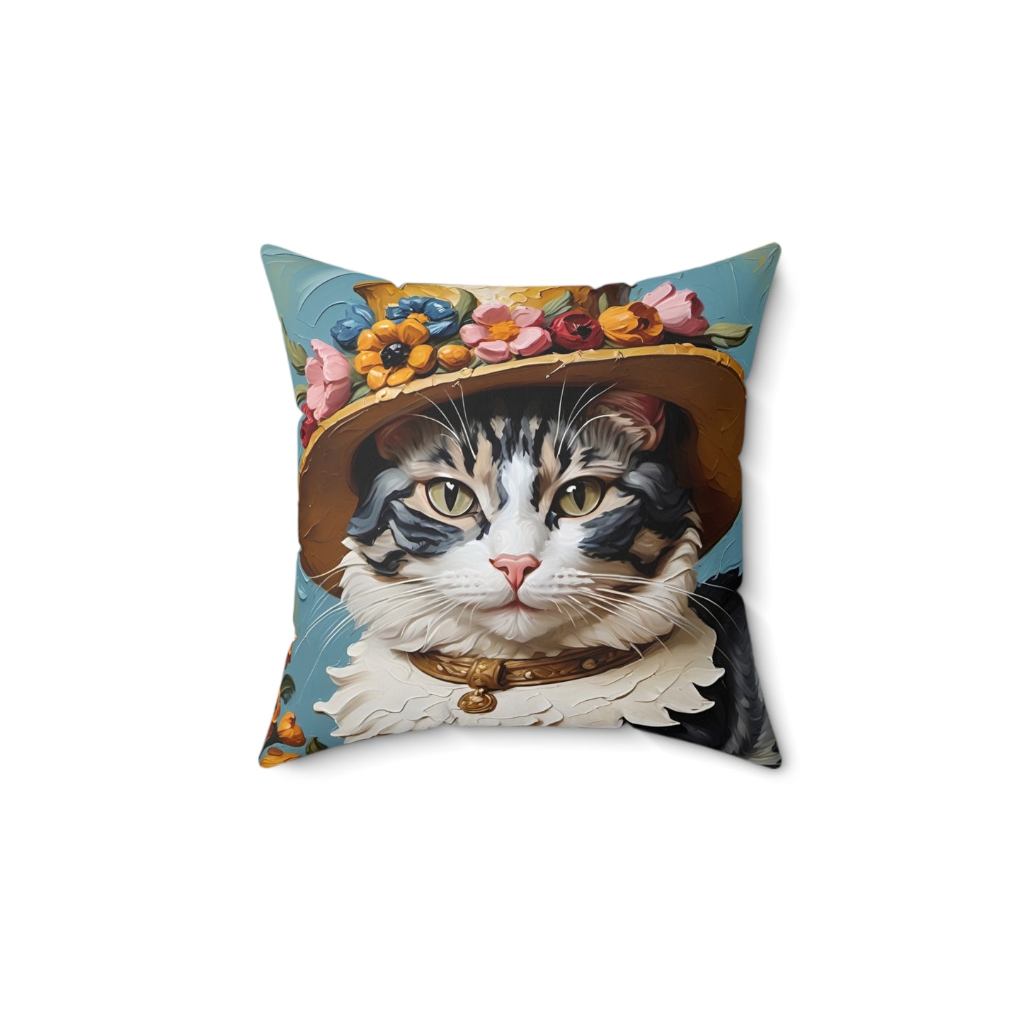 Oil Painting Cat Square Pillow