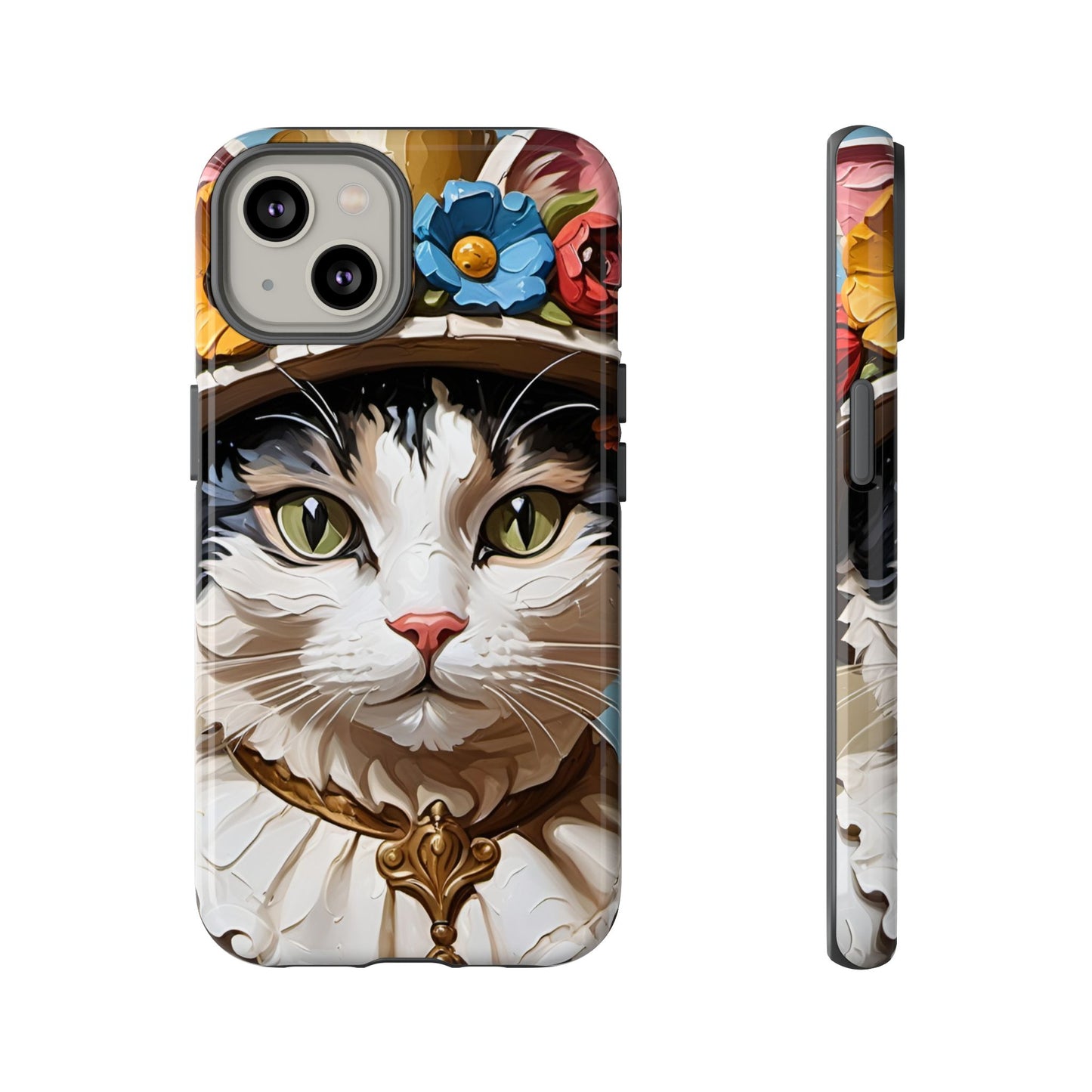 Oil Painting Cat Tough Phone Cases (A Lady)
