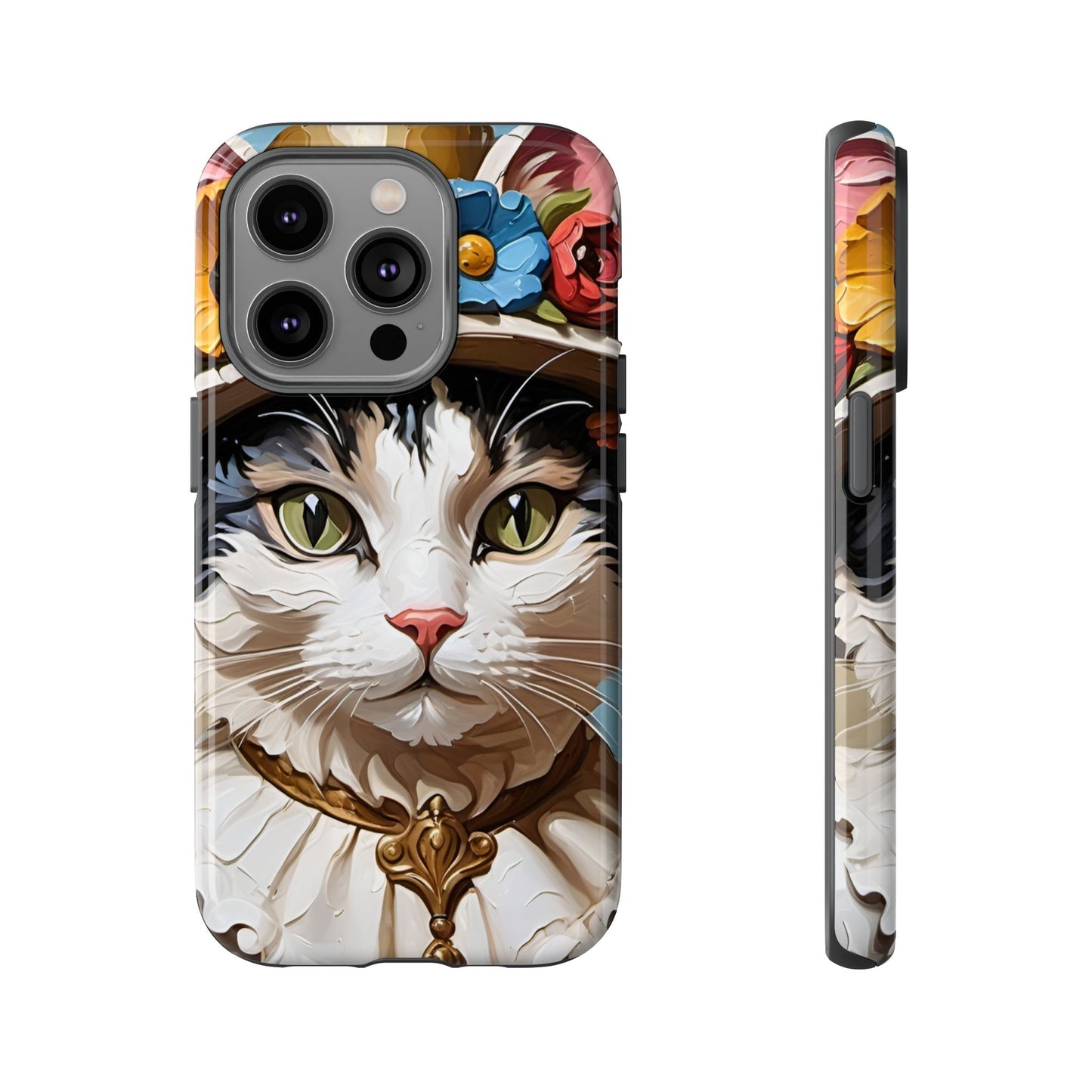 Oil Painting Cat Tough Phone Cases (A Lady)