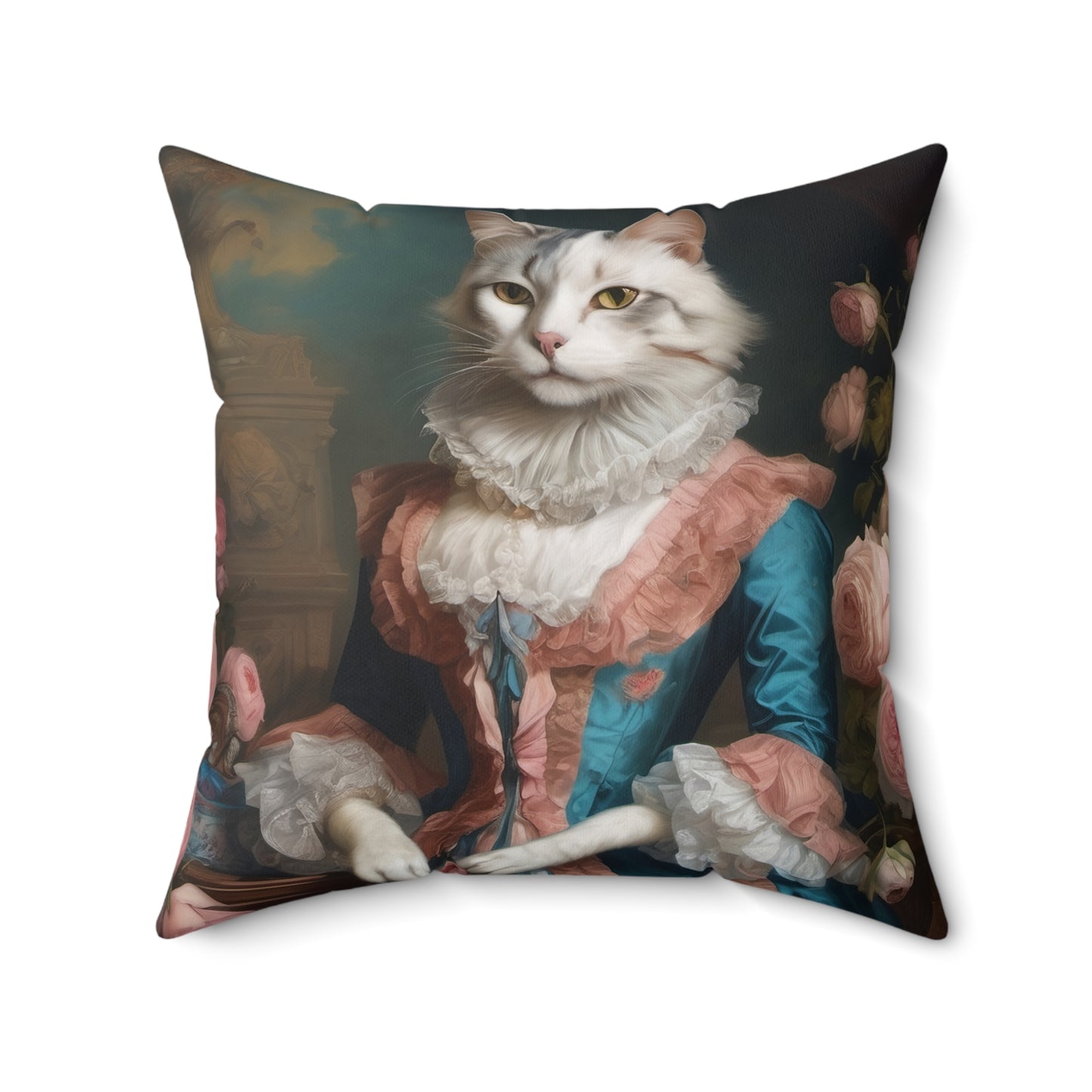 Rococo Cat Square Pillow (A Lady)