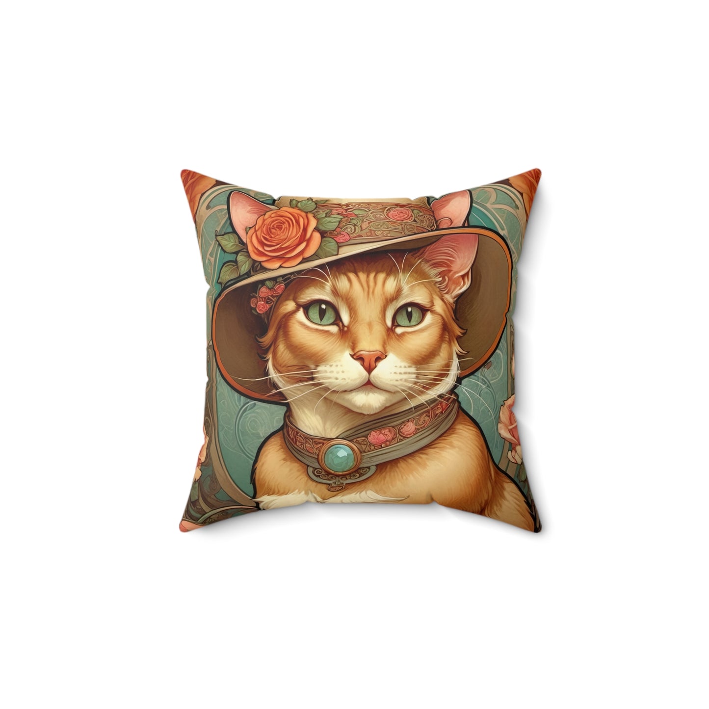 Art Nouveau Cat Square Pillow