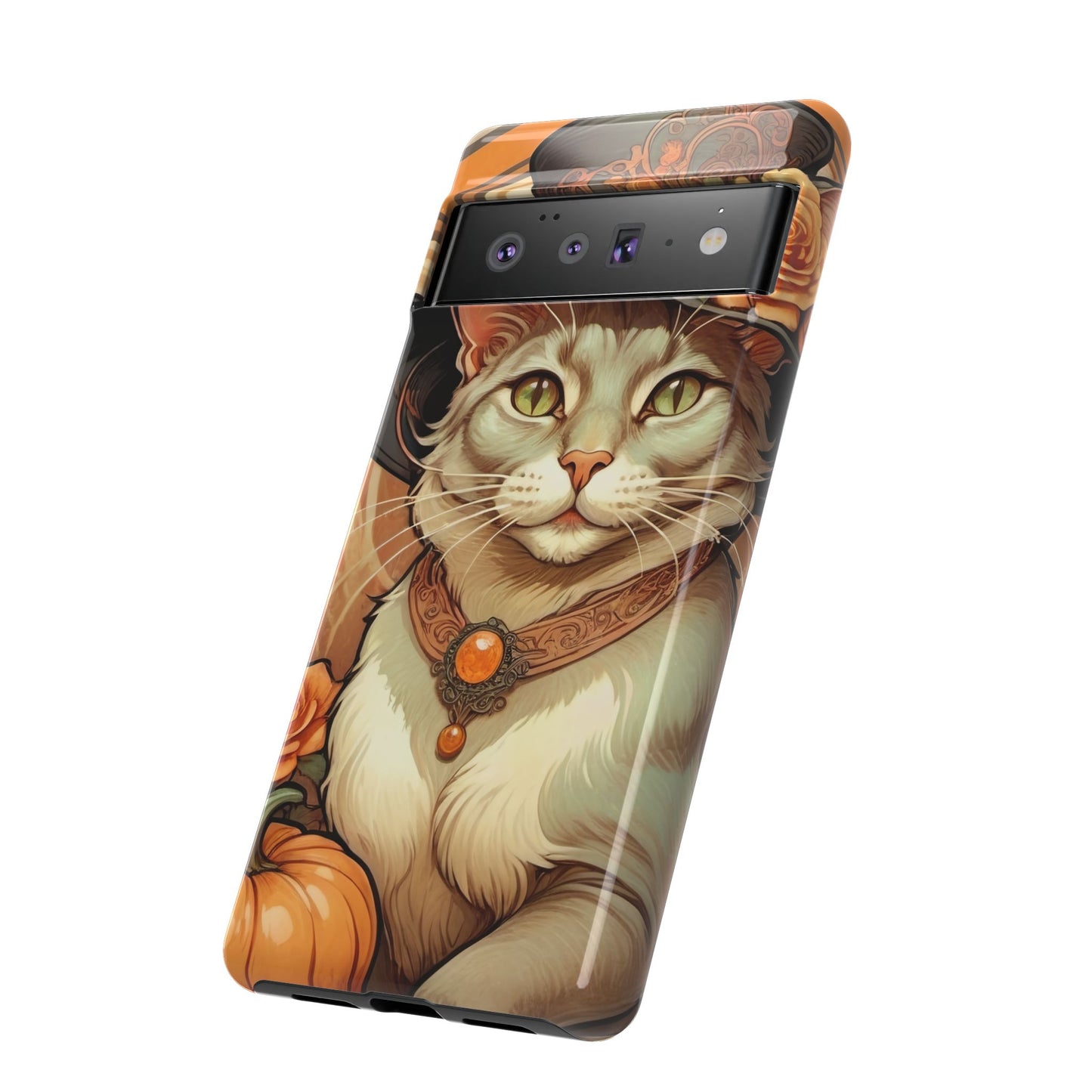 Halloween Alphonse Mucha Tough Phone Cases (A gentleman cat)