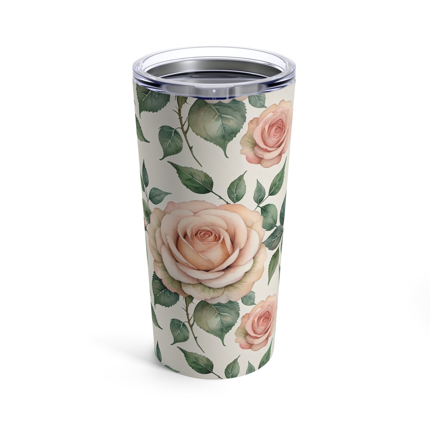 Watercolor Pink Roses Tumbler 20oz 2