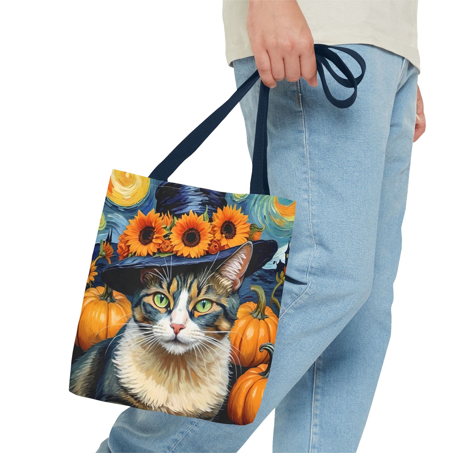 Van Gogh-Inspired Halloween Cat Tote