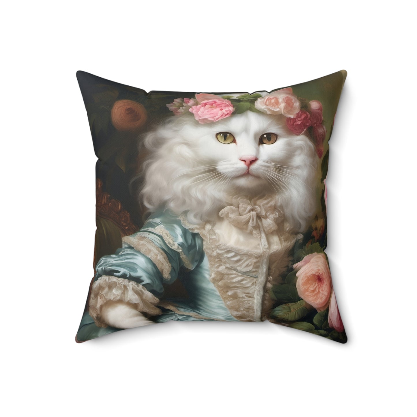 Rococo Cat Square Pillow (A Lady)