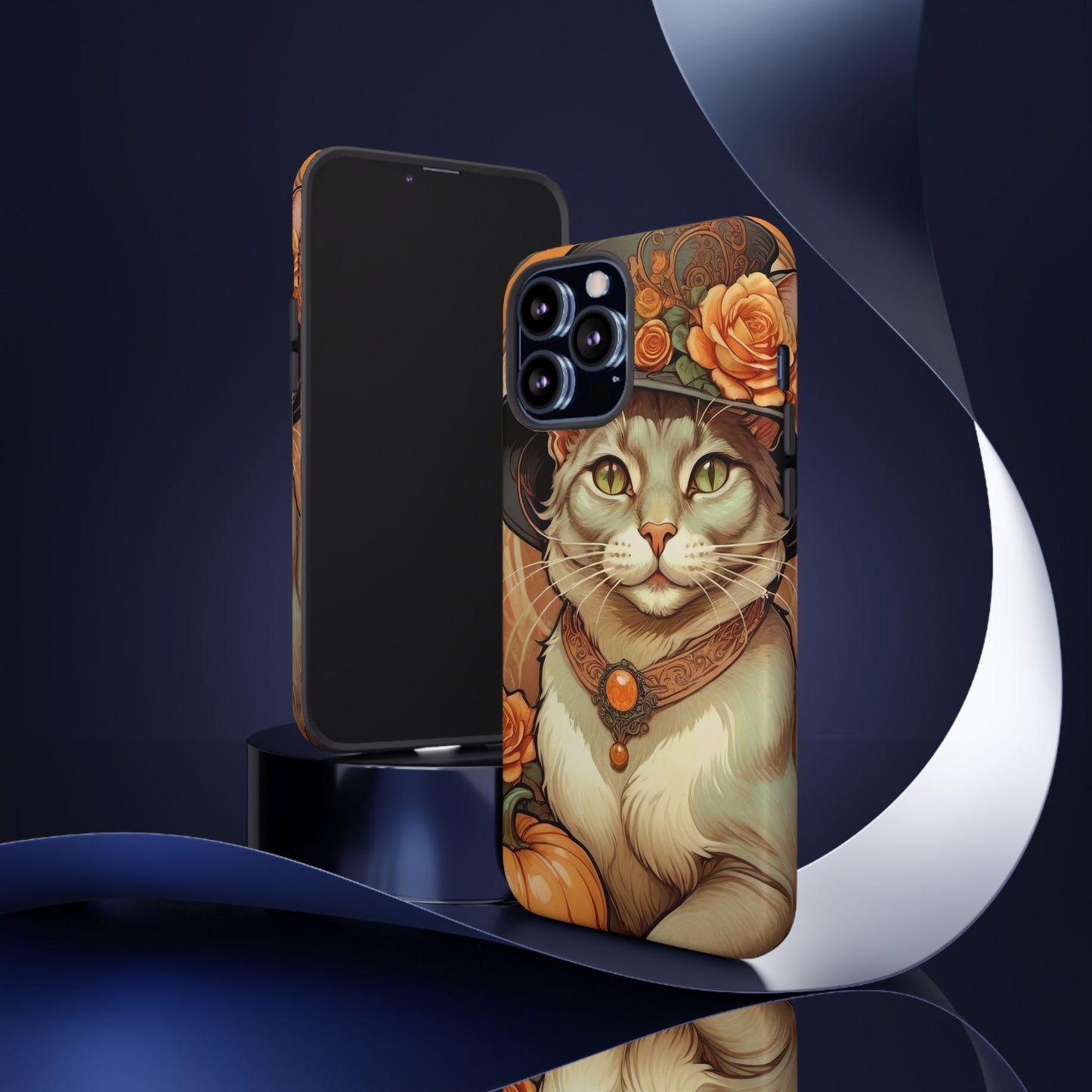 Halloween Alphonse Mucha Tough Phone Cases (A gentleman cat)