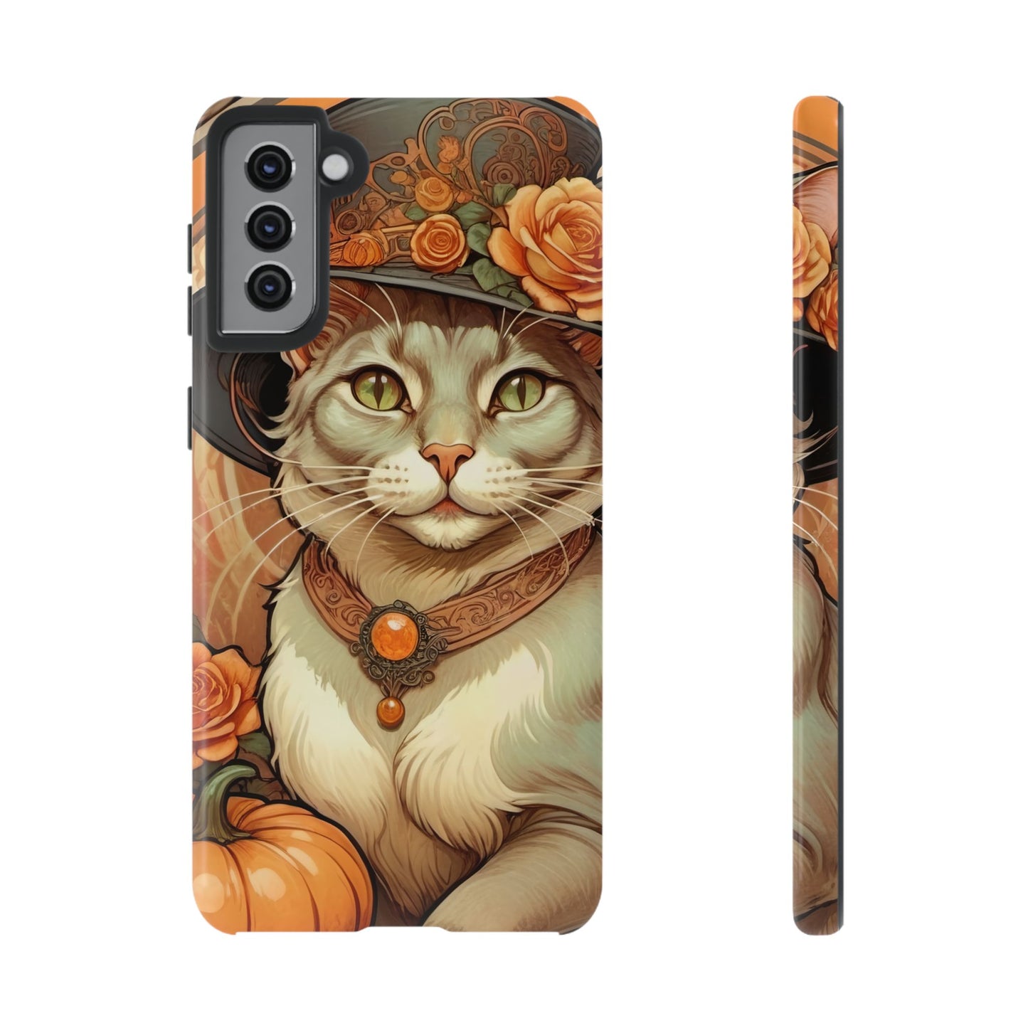 Halloween Alphonse Mucha Tough Phone Cases (A gentleman cat)
