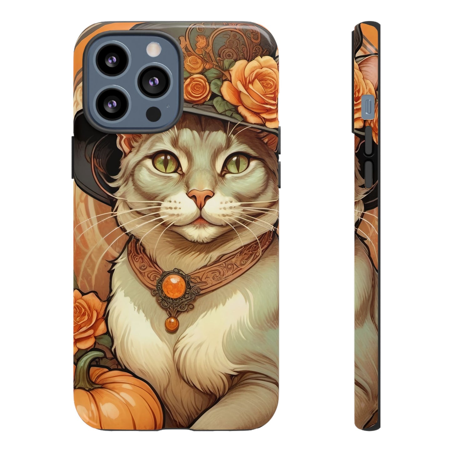 Halloween Alphonse Mucha Tough Phone Cases (A gentleman cat)