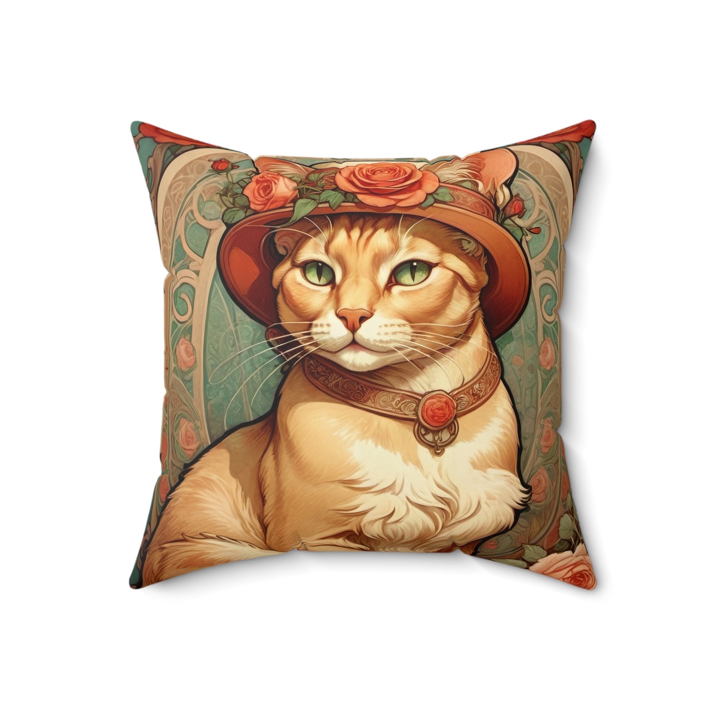 Art Nouveau Cat Square Pillow
