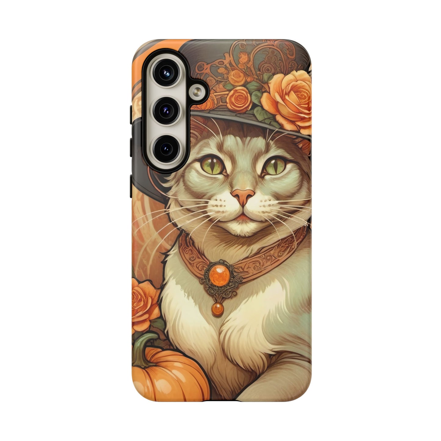 Halloween Alphonse Mucha Tough Phone Cases (A gentleman cat)