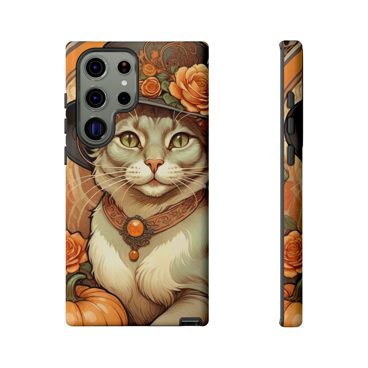 Halloween Alphonse Mucha Tough Phone Cases (A gentleman cat)