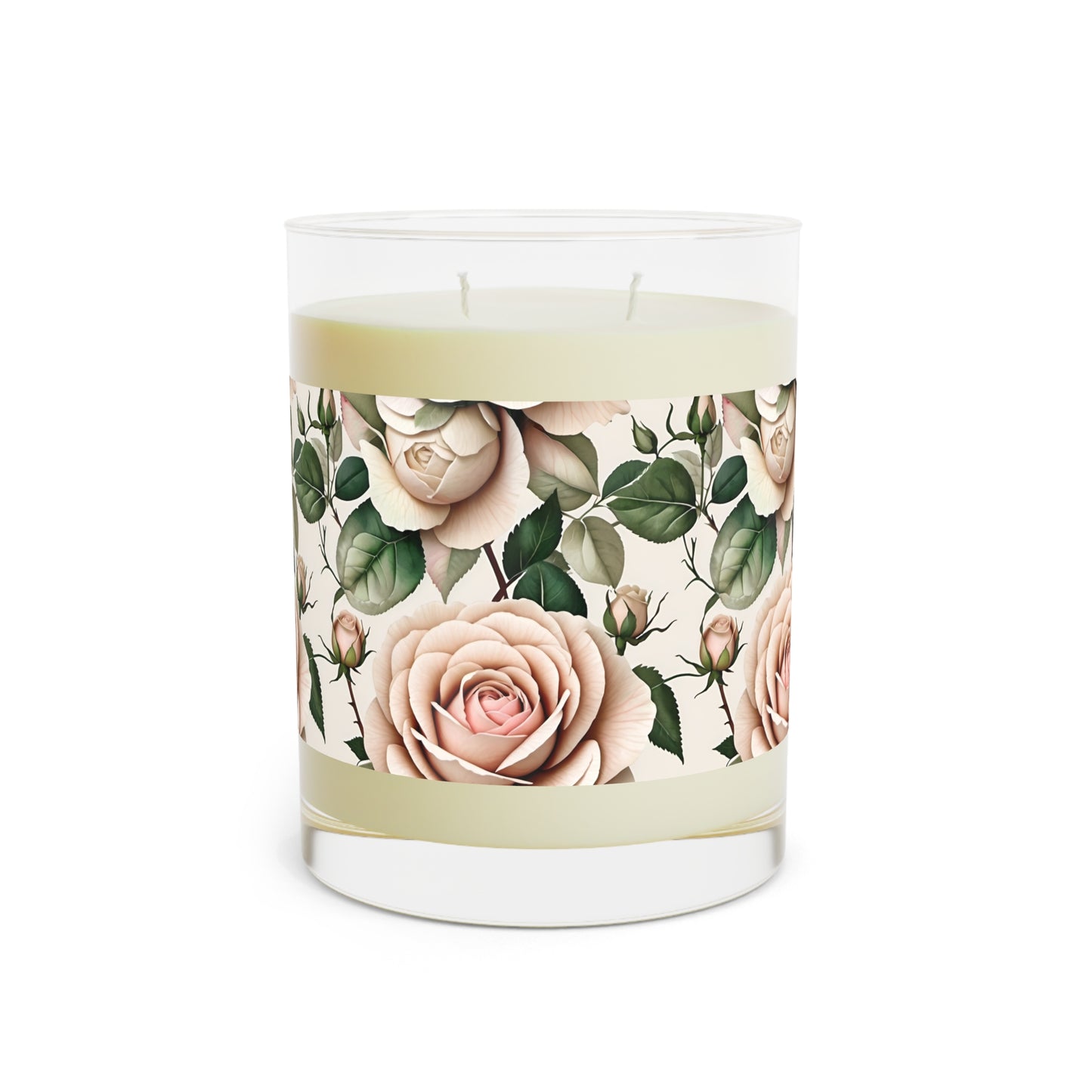 Watercolor Roses Scented Candle - Full Glass, 11oz