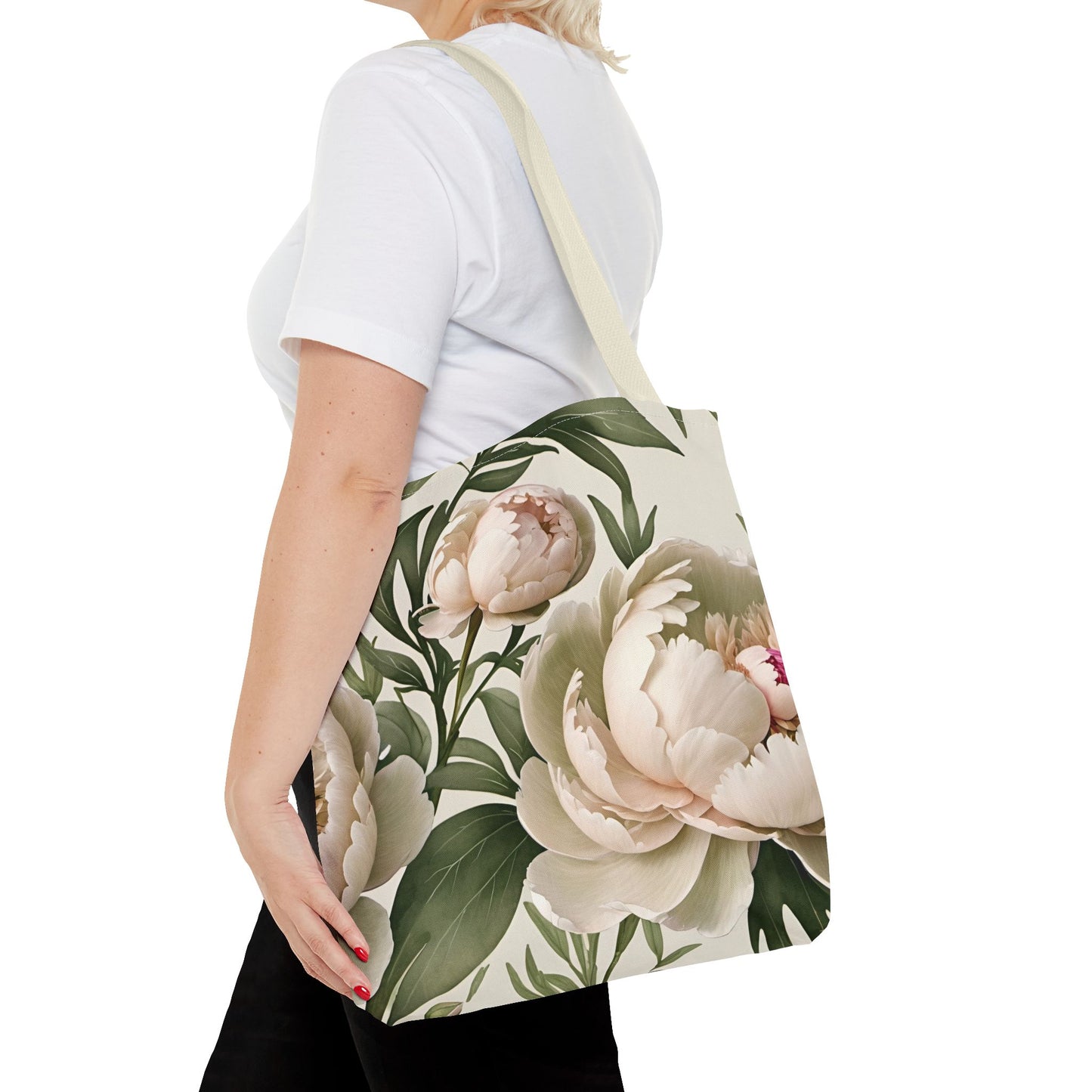 Large Watercolor Peonies Tote Bag