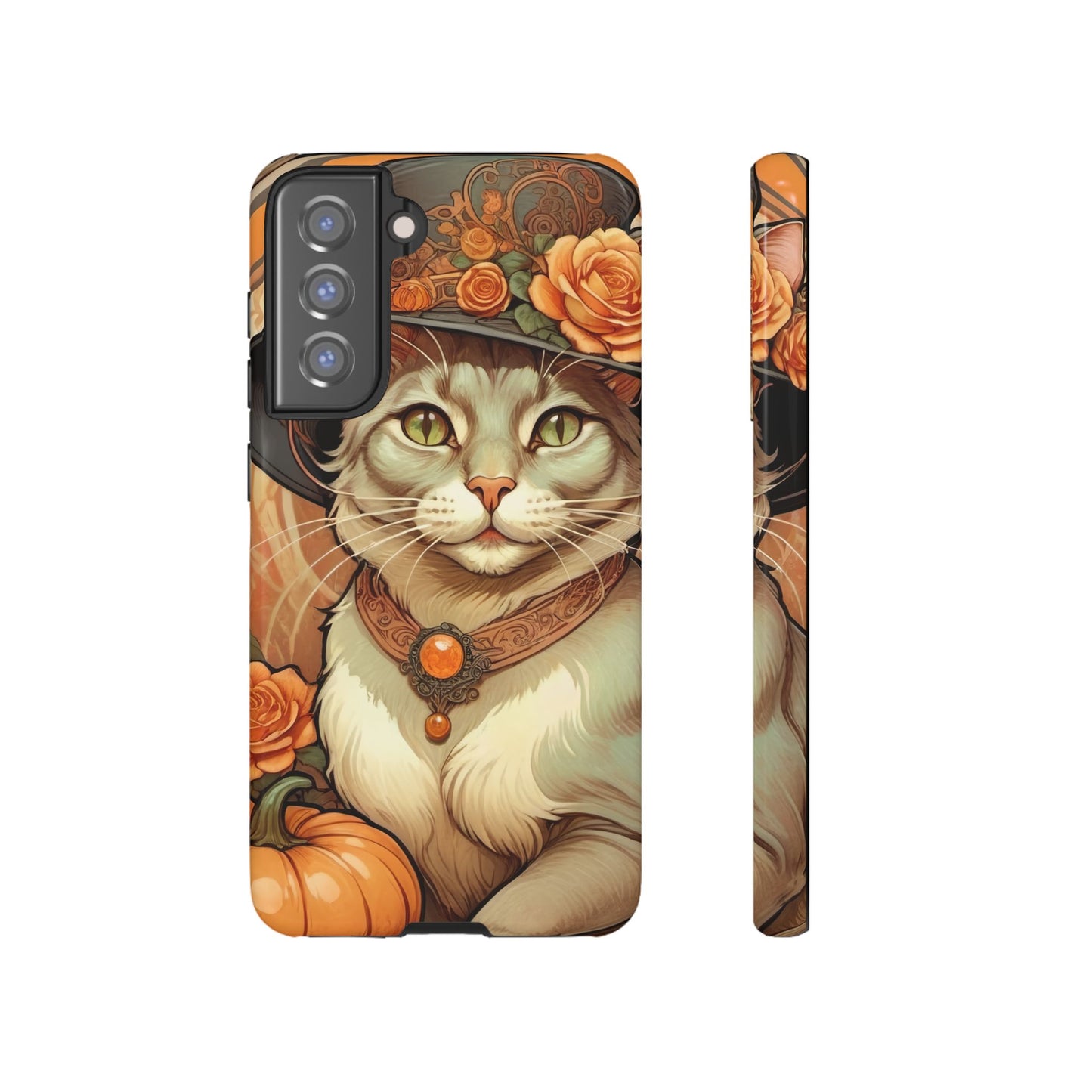 Halloween Alphonse Mucha Tough Phone Cases (A gentleman cat)