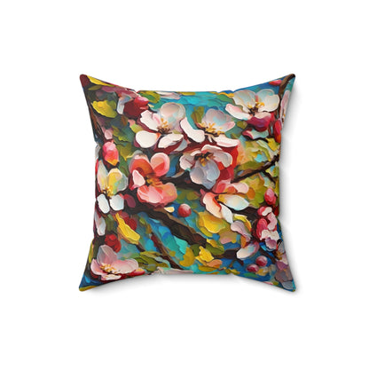 Claude Monet inspired Blooming Apple Tree Square Pillow