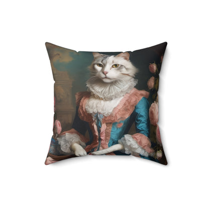 Rococo Cat Square Pillow (A Lady)