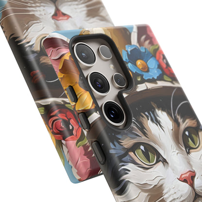 Oil Painting Cat Tough Phone Cases (A Lady)