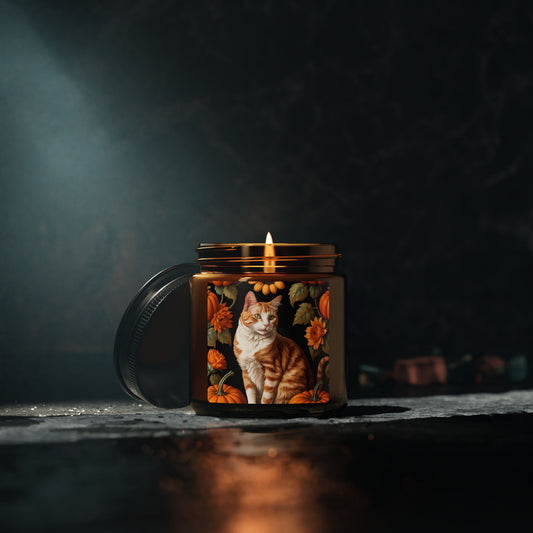 Halloween Sandro Botticelli Cat Scented Soy Candle (Amber Jar)