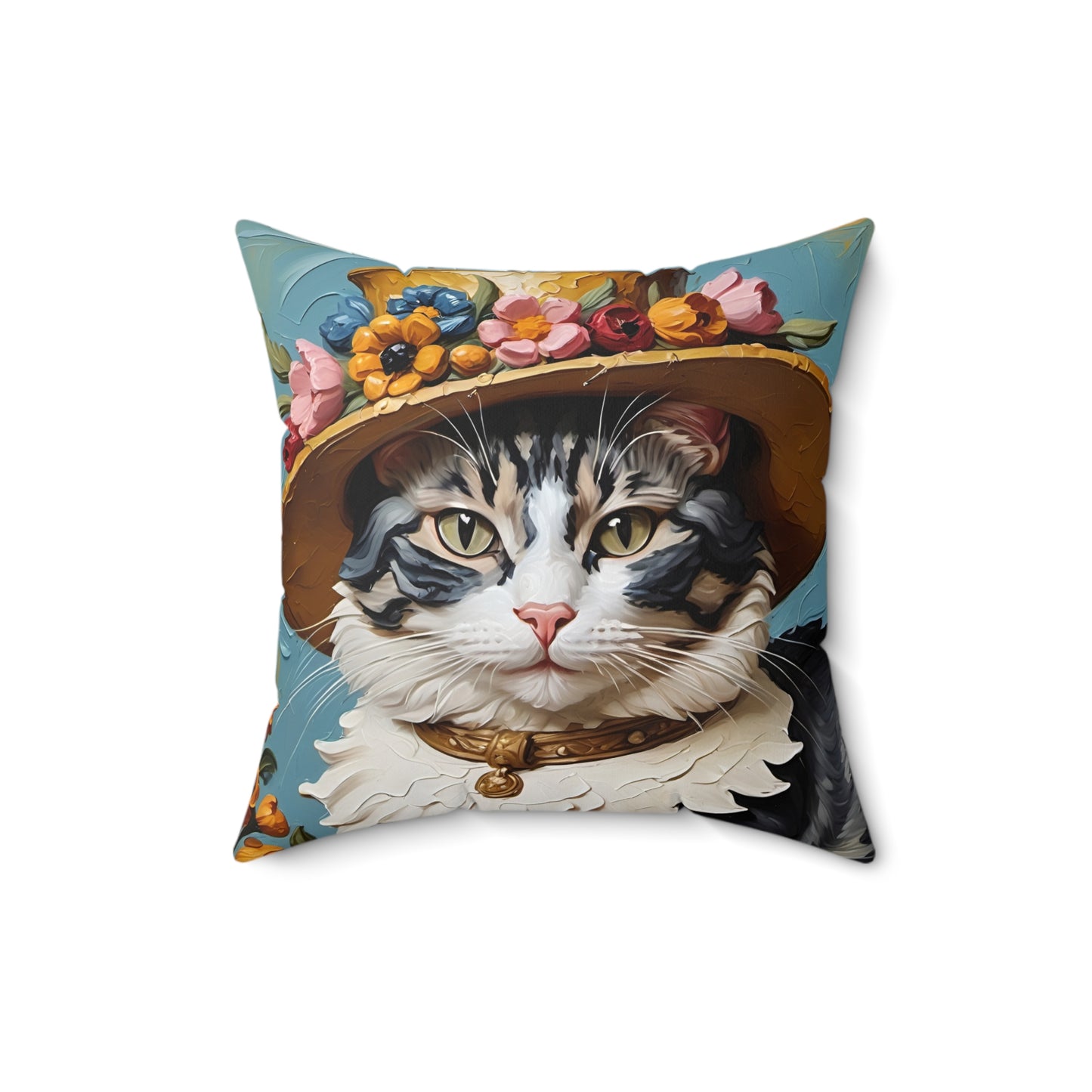 Oil Painting Cat Square Pillow