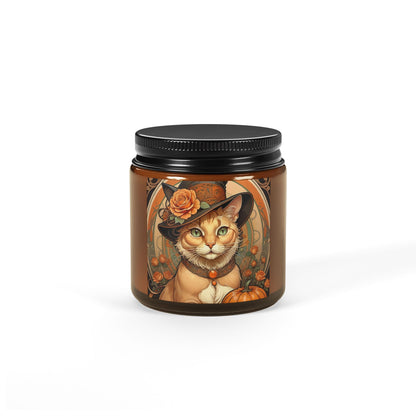 Halloween Alphonse Mucha Cat Scented Soy Candle 2 (Amber Jar)