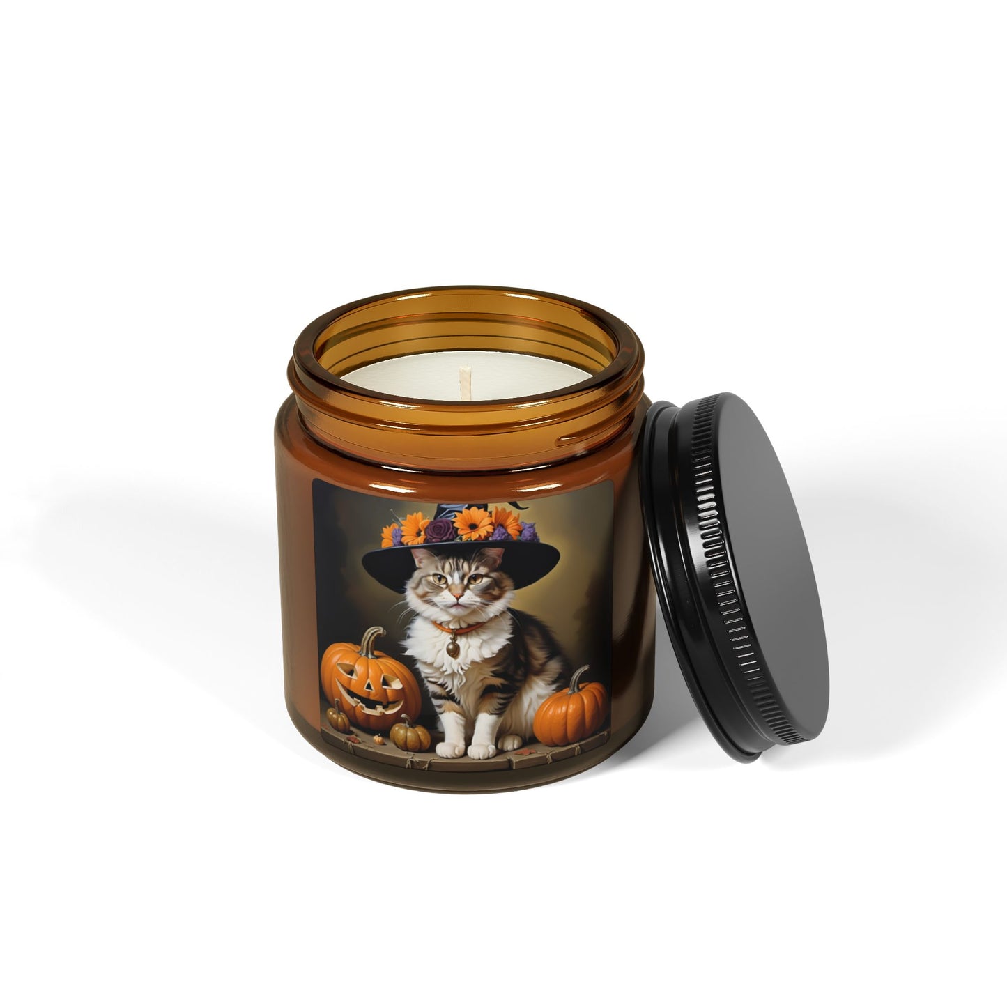 Halloween Rembrandt Cat Scented Soy Candle 2 (Amber Jar)