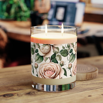 Watercolor Roses Scented Candle - Full Glass, 11oz
