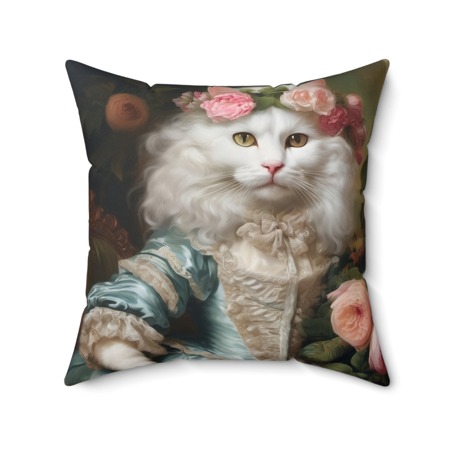 Rococo Cat Square Pillow (A Lady)