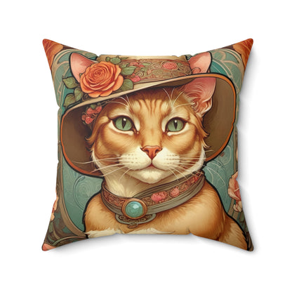 Art Nouveau Cat Square Pillow