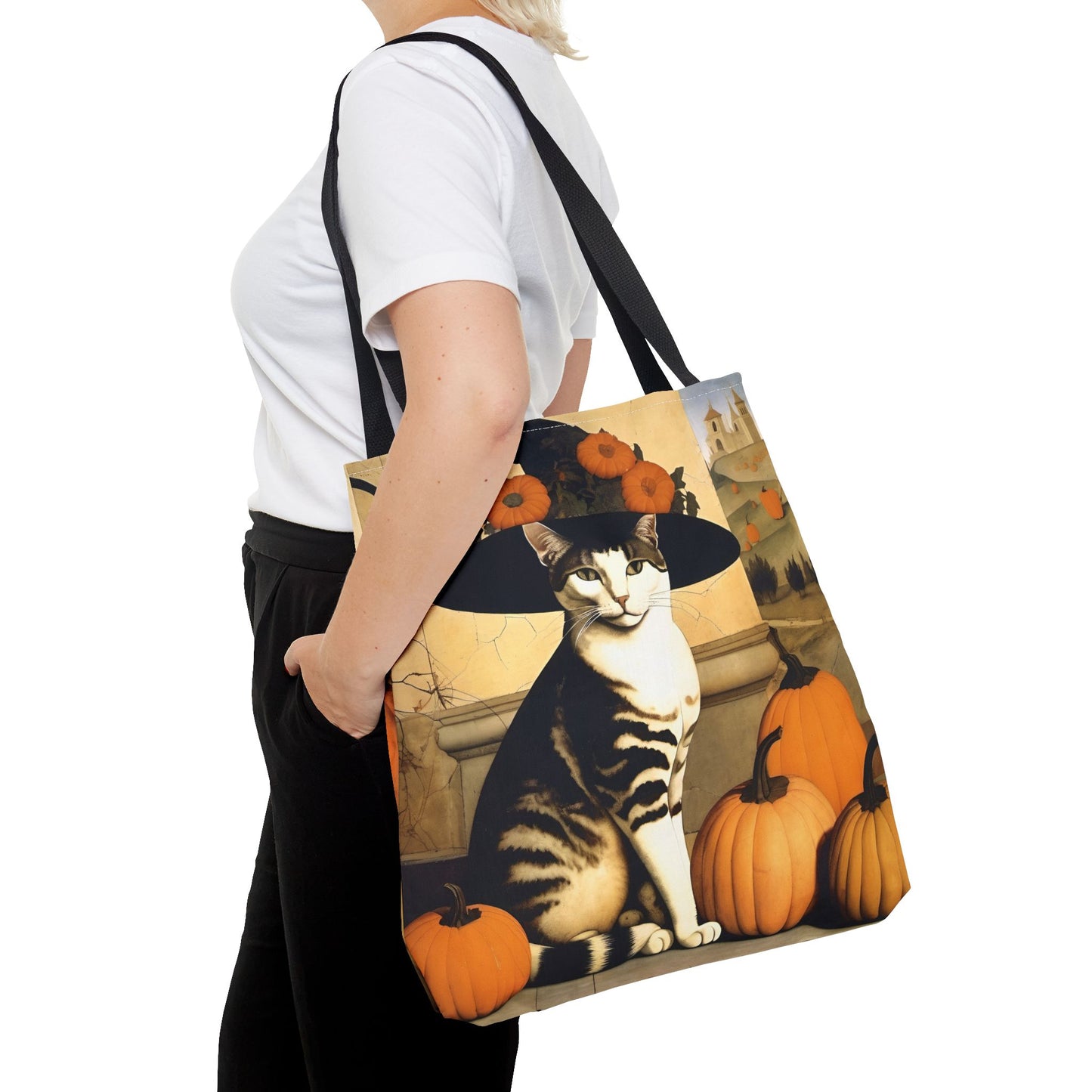 Halloween Piero della Francesca Renaissance Cat Tote