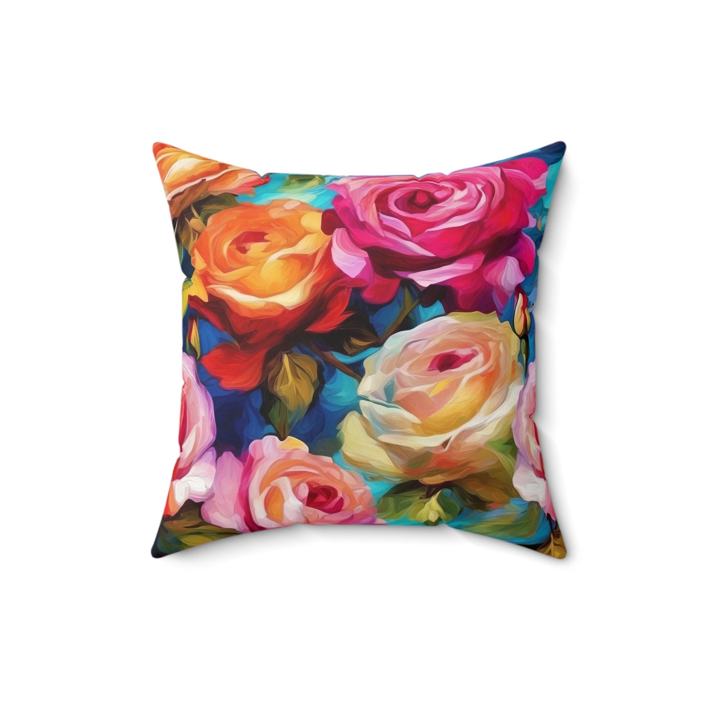 Fauvism inspired Colorful Roses Square Pillow