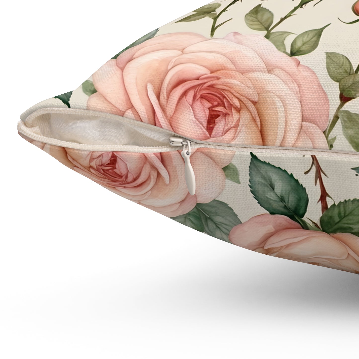 Watercolor Blooming Garden Roses Square Pillow