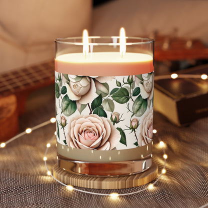 Watercolor Roses Scented Candle - Full Glass, 11oz