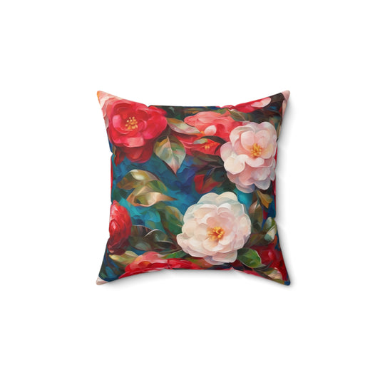 Claude Monet inspired Begonias Square Pillow