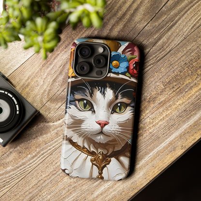Oil Painting Cat Tough Phone Cases (A Lady)