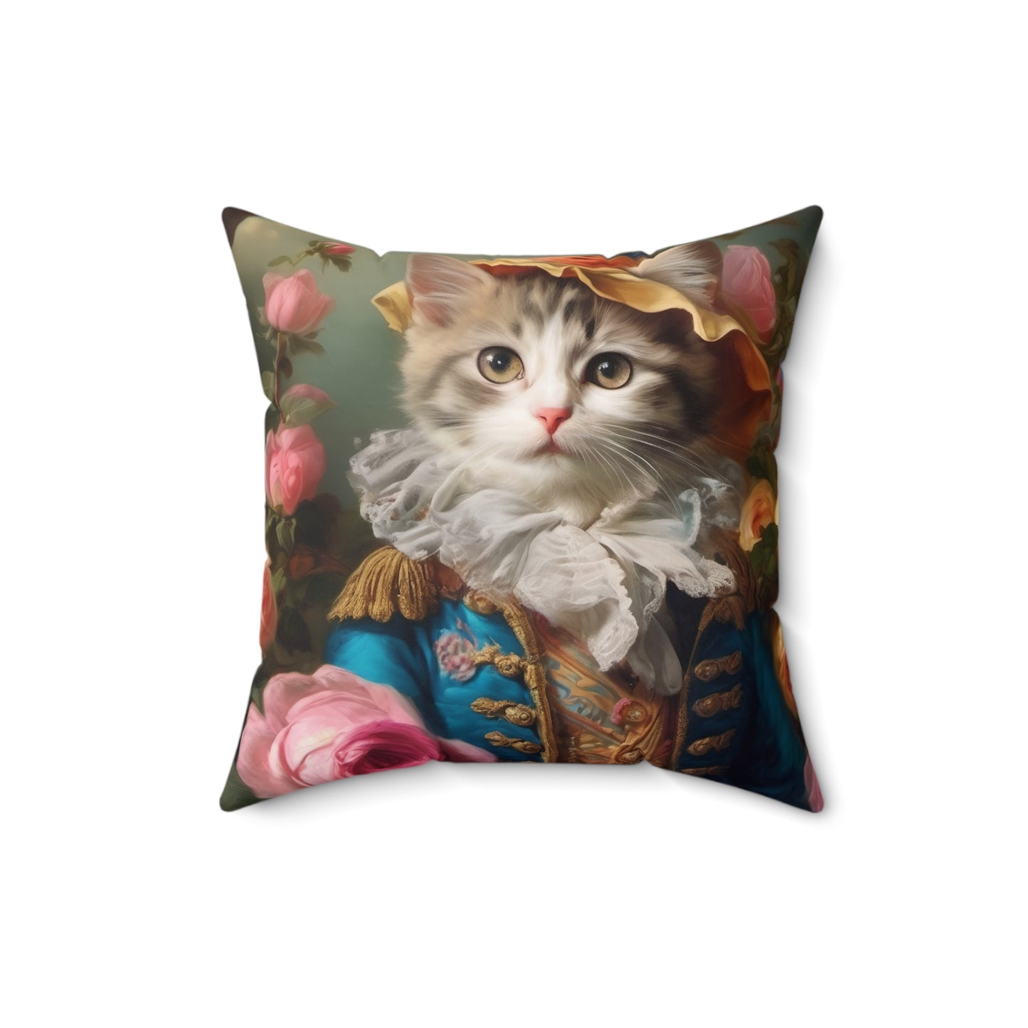 Rococo Cat Square Pillow (A Kitten)