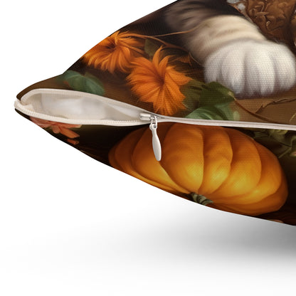 Halloween Rococo Kitten Square Pillow