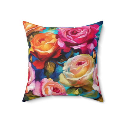 Fauvism inspired Colorful Roses Square Pillow