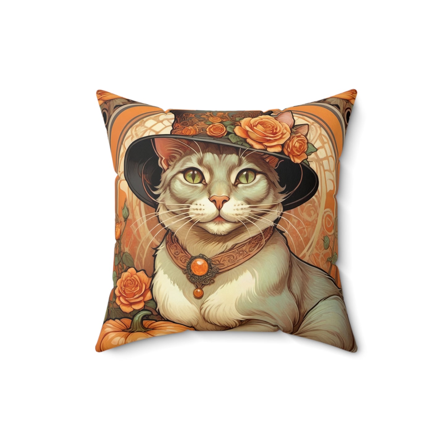 Halloween Art Nouveau Cat Pillow