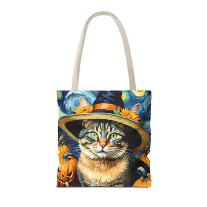 Van Gogh-Inspired Halloween Cat Tote