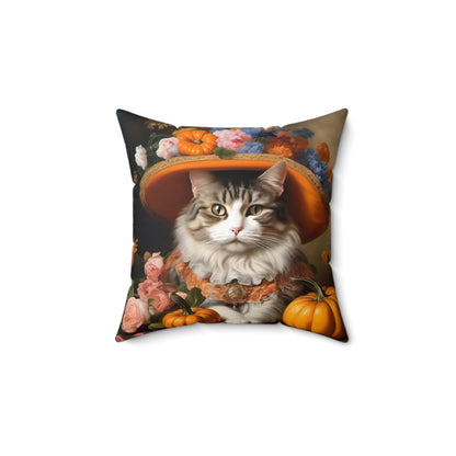 Halloween Rococo Cat Square Pillow