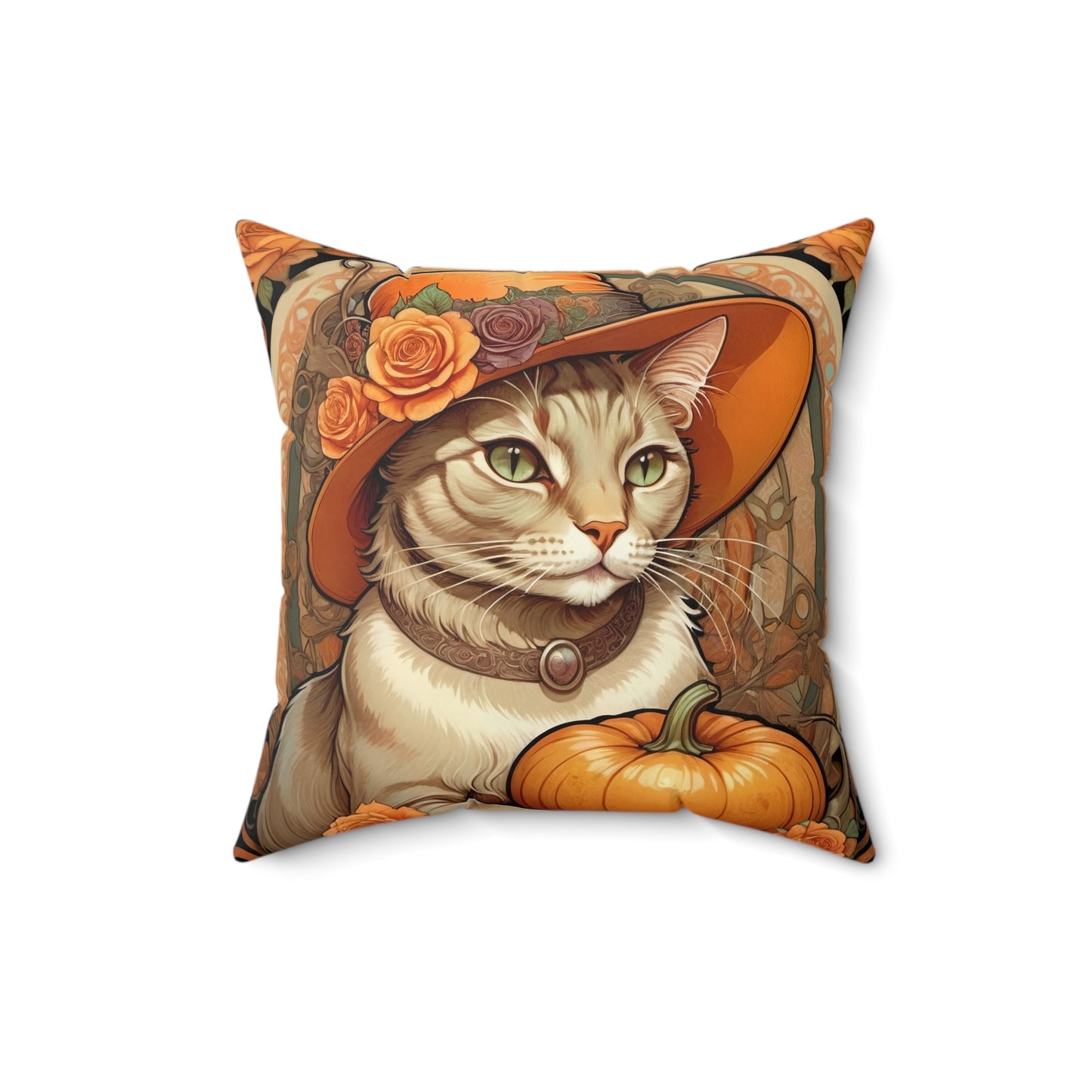 Halloween Art Nouveau Cat Pillow