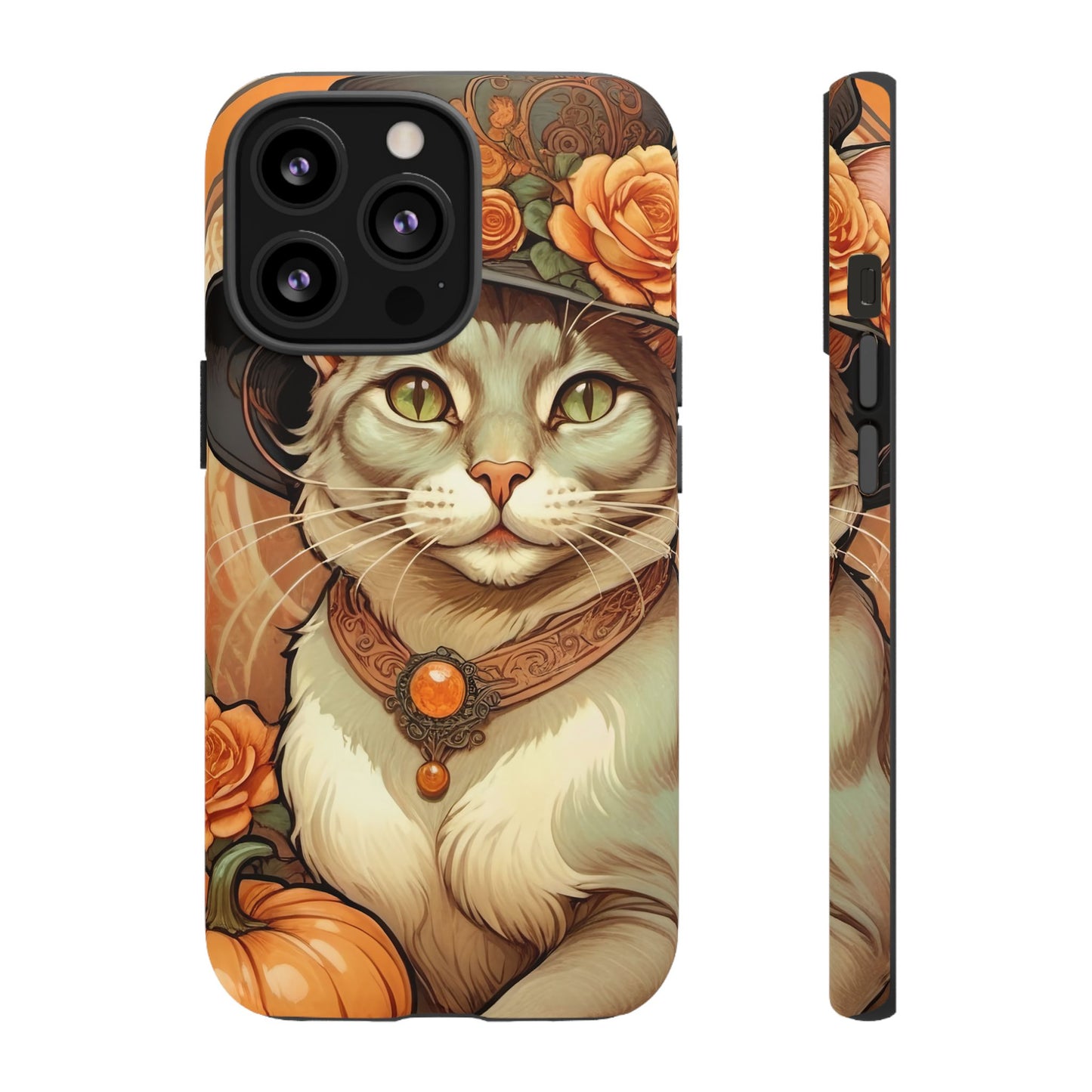 Halloween Alphonse Mucha Tough Phone Cases (A gentleman cat)
