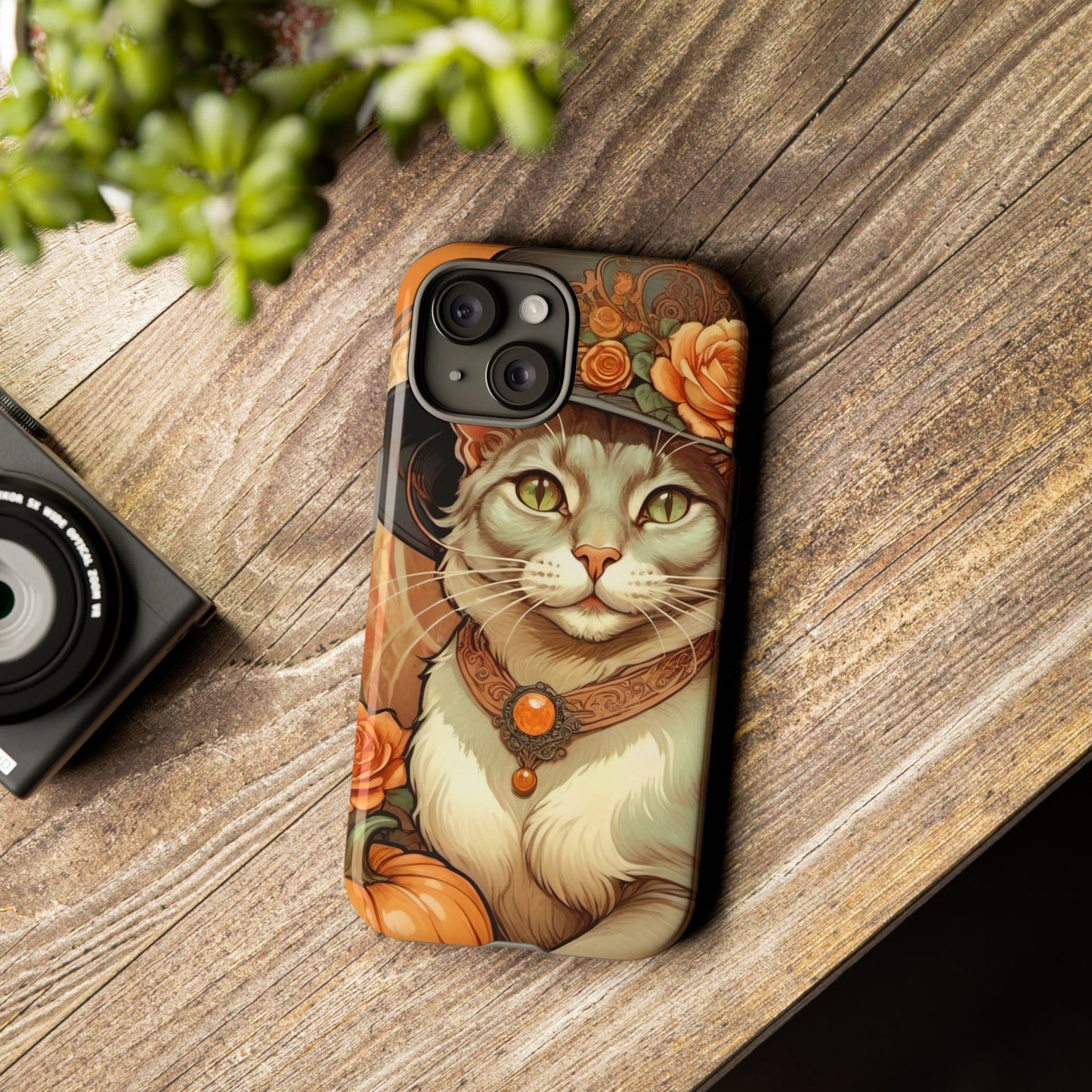 Halloween Alphonse Mucha Tough Phone Cases (A gentleman cat)