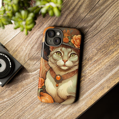 Halloween Alphonse Mucha Tough Phone Cases (A gentleman cat)