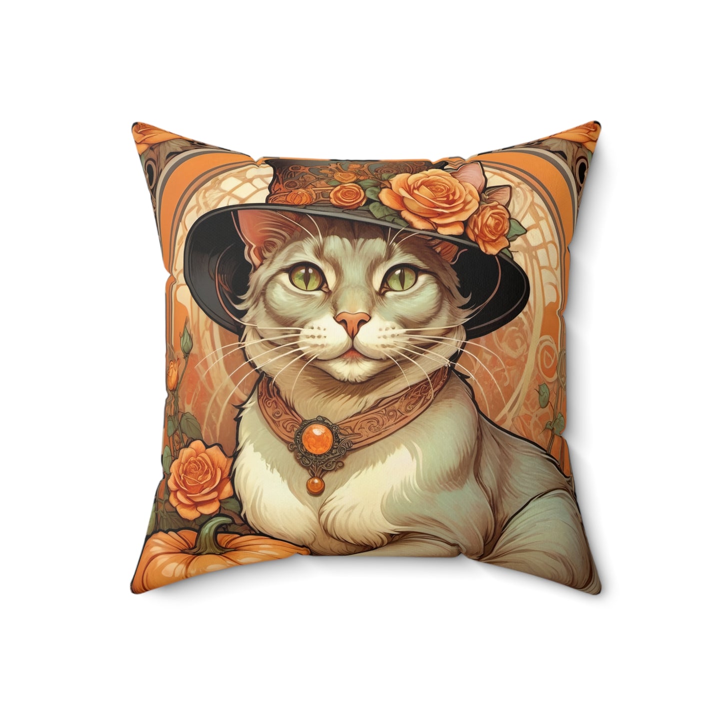 Halloween Art Nouveau Cat Pillow