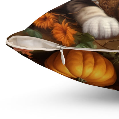 Halloween Rococo Kitten Square Pillow