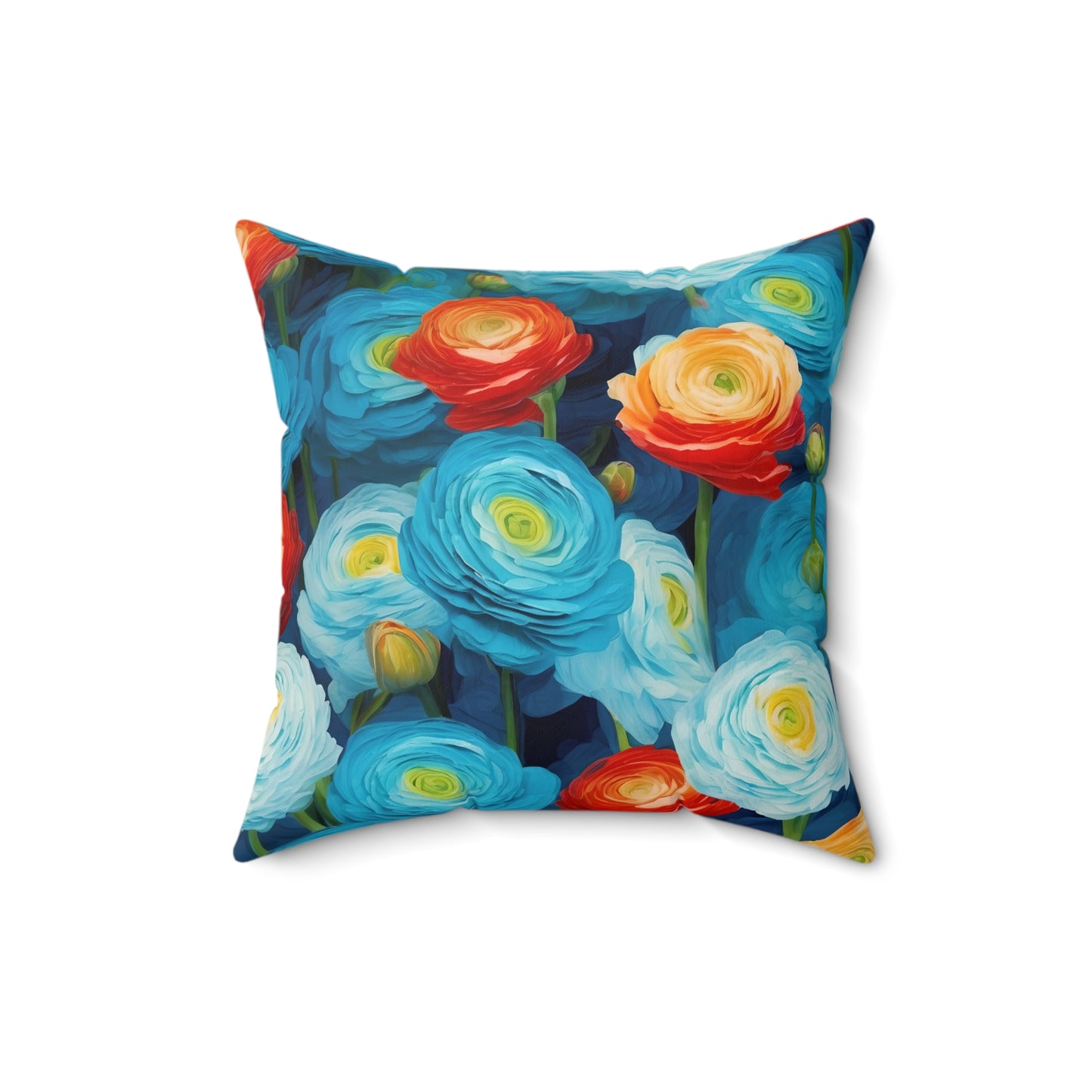 Claude Monet inspired Blue Ranunculus Square Pillow