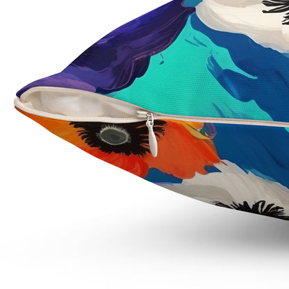 Fauvism inspired Colorful Anemones Square Pillow