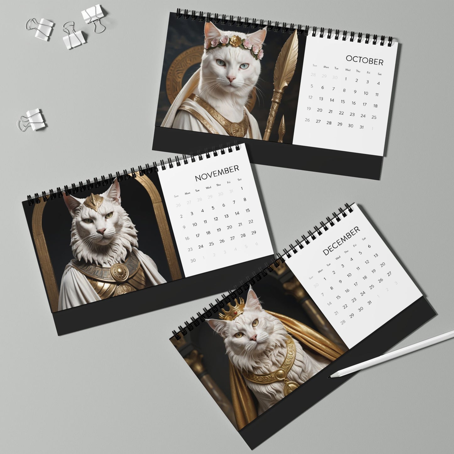 Cats of Olympus Desktop Calendar (2025 grid)