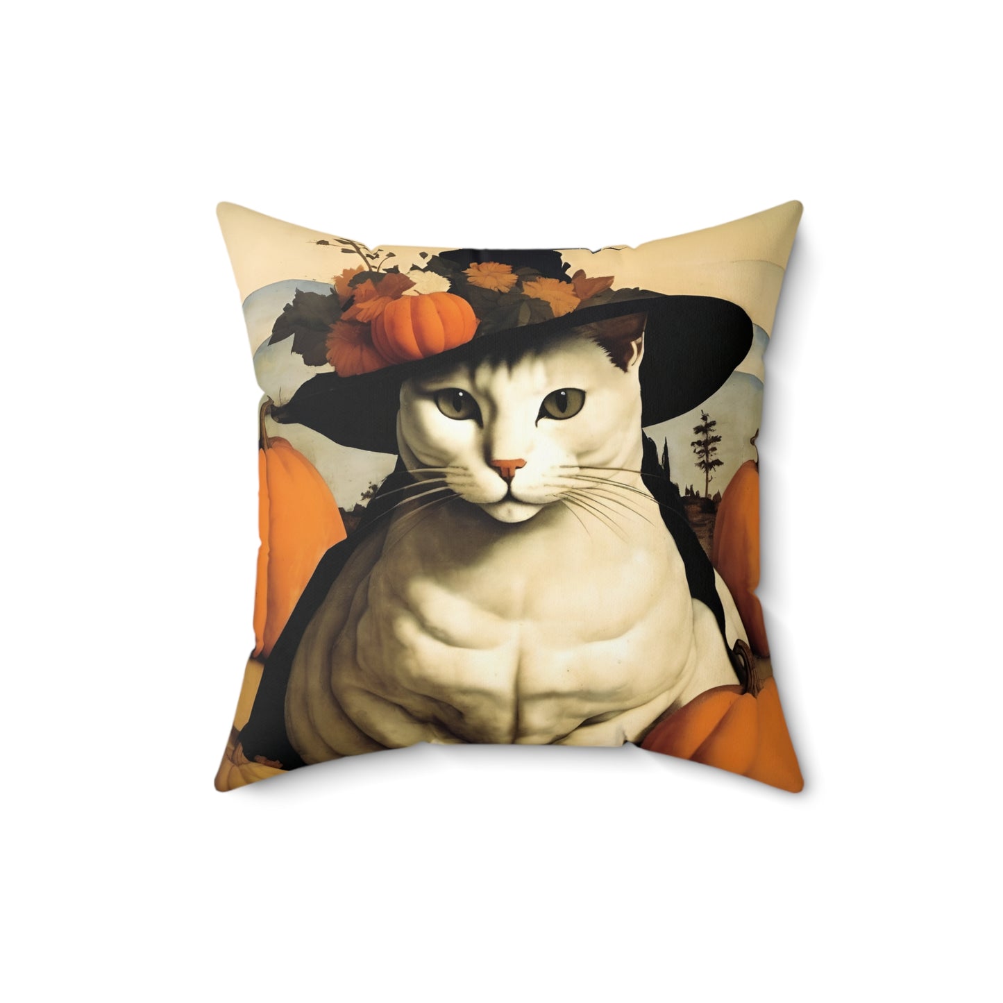 Halloween Piero Della Francesca Cat Square Pillow